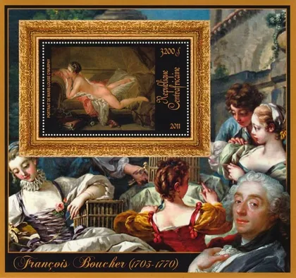 фото, ЦАР-Живопись-Франсуа Буше-2011.Чистый красивый Блок.MNH.