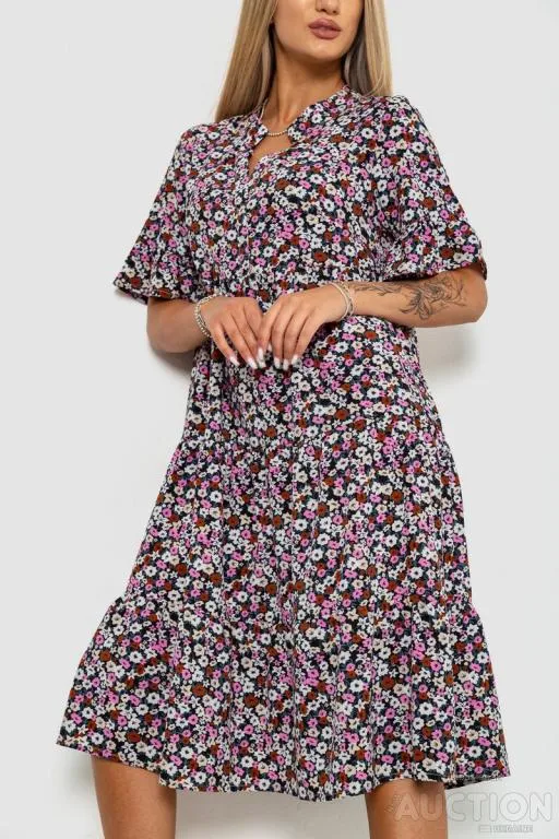 Платье с цветочным принтом, цвет черно-розовый, 102R5251-1 З аукціону