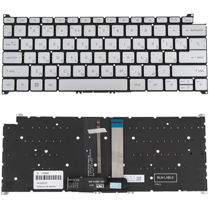 фото, Клавіатура для ноутбука ACER (SF314-44, SF314-71) rus, silver, без кадру, підсвічування клавіш
