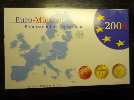 Комплект євромонет Німеччини 2006 A (повний комплект+ювілейна) UNC З аукціону