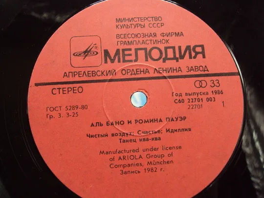 Пластинка мелодия Аль Бано и Ромина Пауэр Al Bano and Romina Power 1982 год 30 см №15417МЯ Інструкція