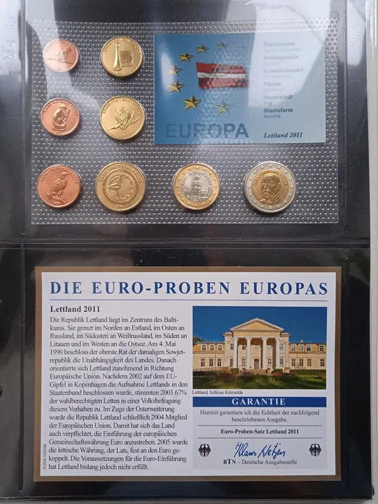 Латвія. Річний набір монет Євромонет(Європроба) З аукціону