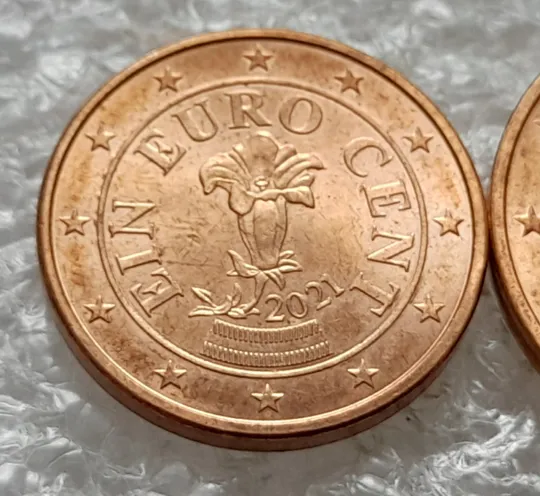 Купити (2137) 1 євроцент 2021, 2 евроценти 2021 Австрія - 2 монети одним лотом /евроцент 2021 Австрия брак