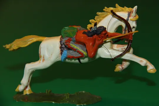 ІНДІАНЕЦЬ З ЛУКОМ НА КОНІ №6847 индеец ELASTOLIN 70мм ФРГ Ціна