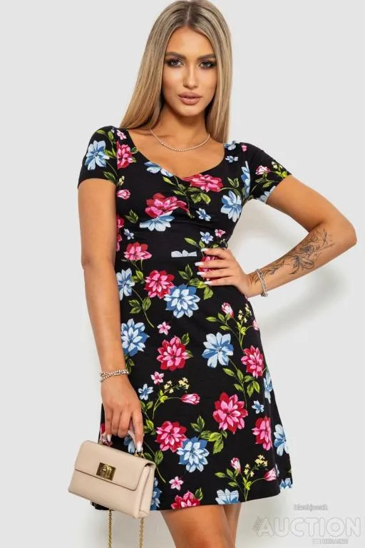 Платье повседневное с принтом, цвет черно-красный, 244R284 Ціна