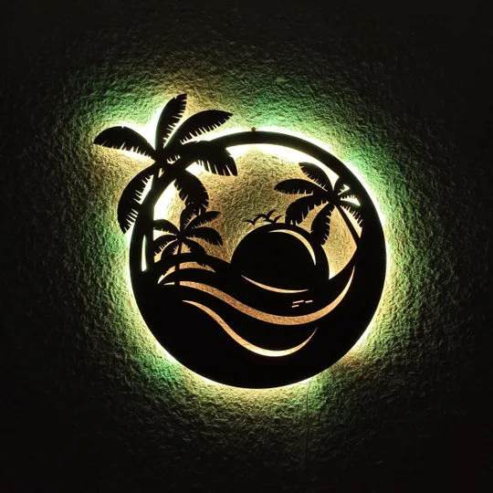 Панно декоративне картина на стіну Морський пейзаж LED 16 кольорів пульт 410х450 acr-p000056 Де купити