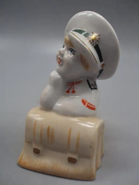 Фигура фарфор статуэтка Киев капитанская дочка с портфелем Буду как папа высота 12 см №14075 Де купити