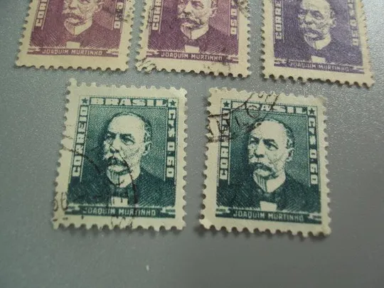 марки Бразилия 1954 стандарт личности Жоаким Муртиньо лот 5 шт гаш №3604 З аукціону