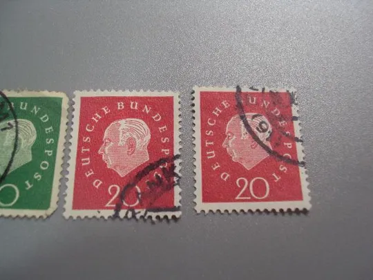 марки Германия стандарт 1959 г. Теодор Хейс (1884-1963) 1-й Президент ФРГ лот 3 шт гаш №1978 З аукціону