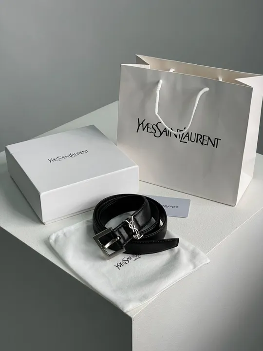 Ремінець жіночий Yves Saint Laurent Cassandre Belt With Square Buckle Black/Silver ( 66120) в Україні