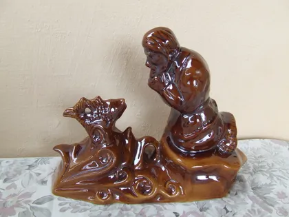 фото, Фаянс рыбак и золотая рыбка раз.35х26х15см. 1970 гг. облито глазурю.