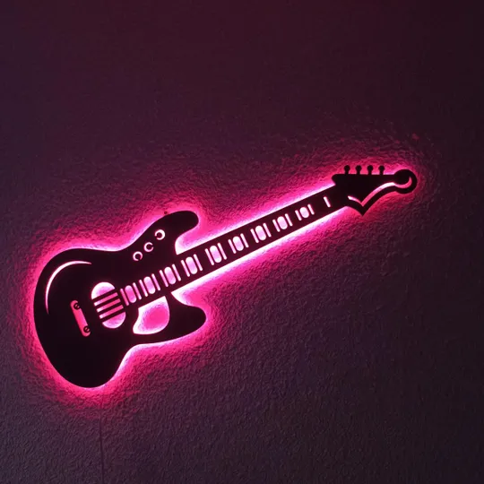 Купити Панно декоративна картина на стіну Гітара LED підсвітка 250х742 acr-p000106