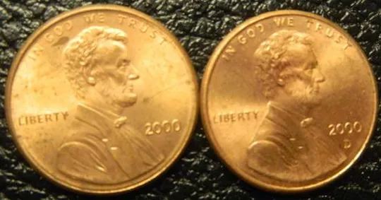1 цент США 2000 (два різновиди) Ціна