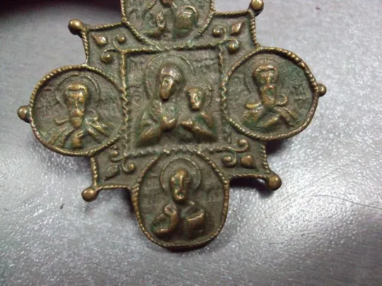 Крест нательный крестик Богородица и святые бронза размер 56 х 52 мм (№1924) Продаж