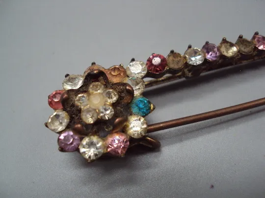 Бижутерия брошка булавка брошь с разноцветными вставками цветок 7,8см (нет несколько вставок) №15549 Продаж
