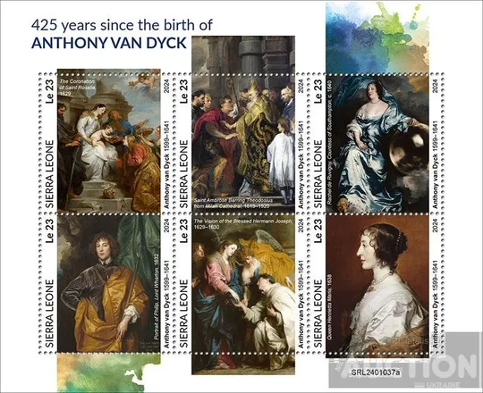 Сьерра Леоне-Антуан ван Дейк-2024.Чистый полный красивый комплект-2 Блока+М/Лист.  MNH. Ціна