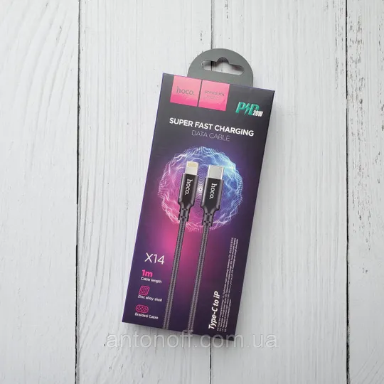 Кабель Hoco X14 Type-C to Lightning iPhone PD 20W чорний 1 метр Ціна