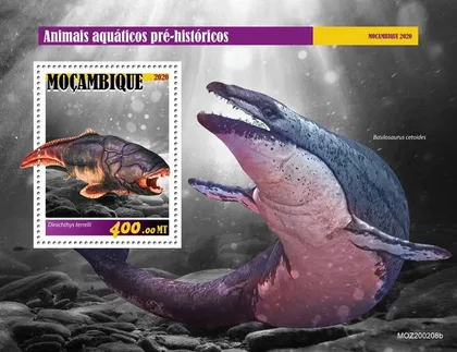 фото, Мозамбик-Доисторические водные животные -2020. Чистый полный комплект-Блок+М/Лист. MNH.
