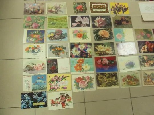 открытка поздравляю цветы подписные лот 168 шт №9417 Де купити
