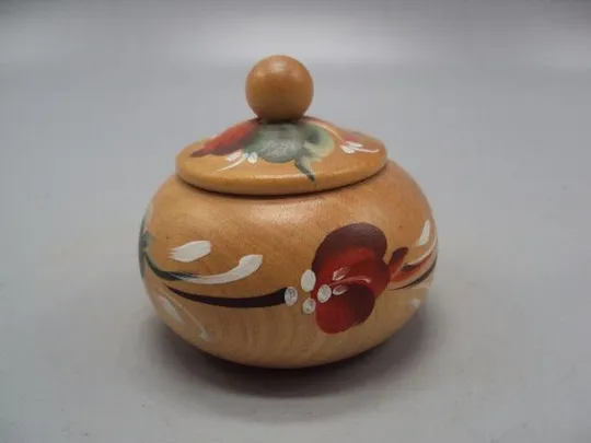 Шкатулка дерево роспись узор растения цветы высота с крышкой 6 см №57 Недорого