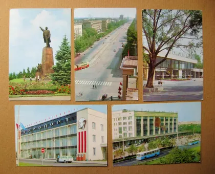 фото, ЗАПОРІЖЖЯ - ЗАПОРОЖЬЕ = памятник ЛЕНИНУ - АЭРОПОРТ - ВОКЗАЛ - и др. = НАБОР 1973 г. = 9 шт. =