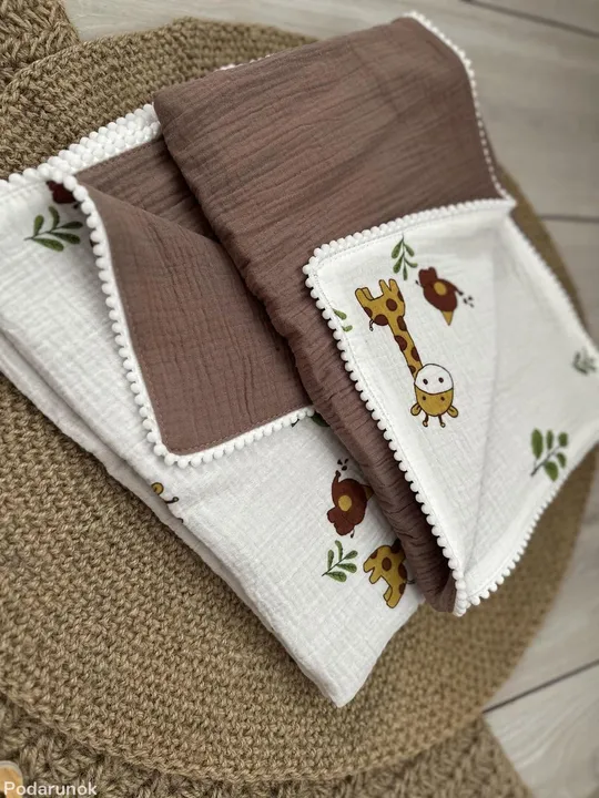 Плед муслиновий 100% бавовна дитячий 70*100 см (різні кольори) жирафи З аукціону