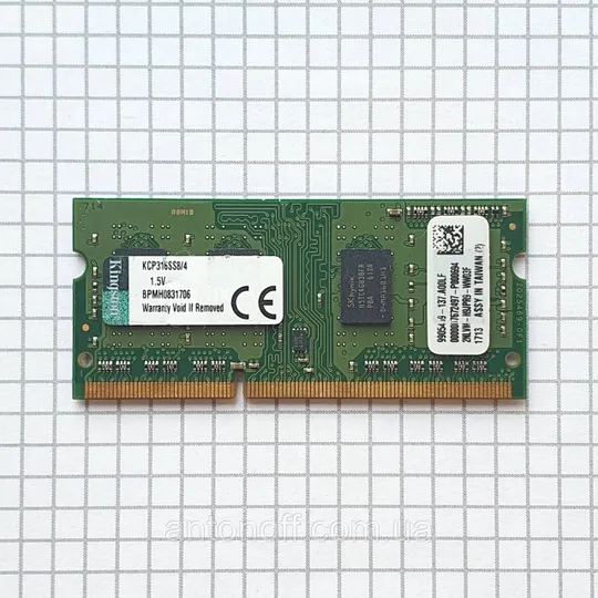 Модуль пам&#039;яті Kingston 4GB DDR3 KCP316SS8/4 9905469-137.A00LF 1600MHz для ноутбука Ціна