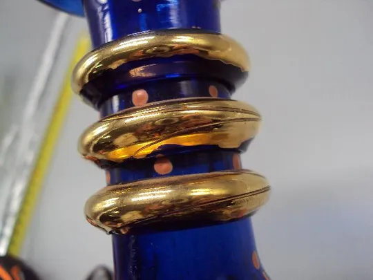 Колба для кальяна или ваза кобальт Иран король Шах Реза Пехлеви кобальтовое роспись 20,2 см №13949 Інтернет-аукціон