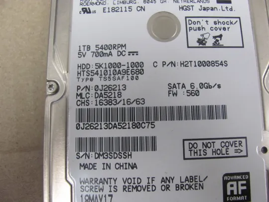 Жорсткий диск HDD HGST 1TB 5400rpm 8Mb 2.5" SATA II 5K1000-1000 З аукціону