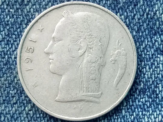 Бельгия, 1 франк (1951 г.)  «BELGIQUE» Ціна
