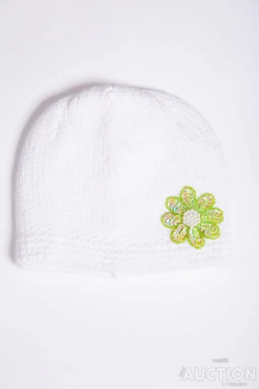 Детская шапка, молочно-салатового цвета с пайетками, 167R7802 Ціна