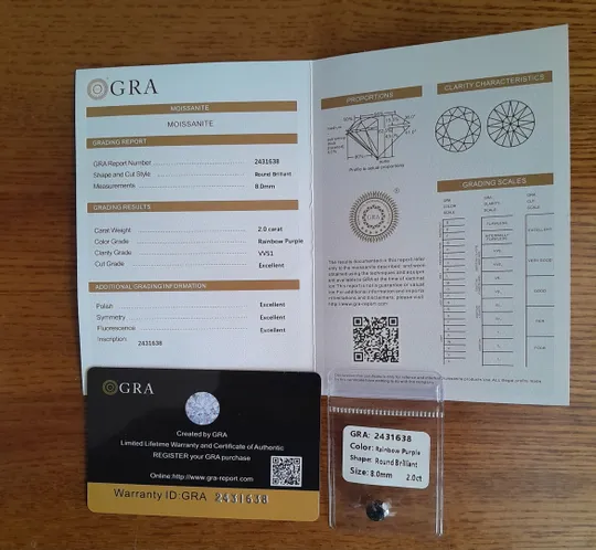 Муассаніт 2 карата 8мм з сертифікатом. З аукціону