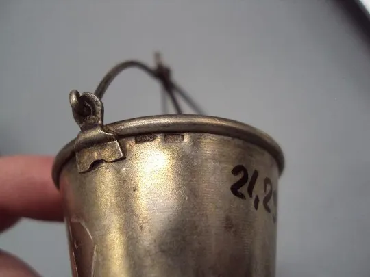 Ситечко для чая ведерко чайное ситечко серебро 875 проба ссср позолота вес 41,16 г лот 2 шт №14307 Характеристики