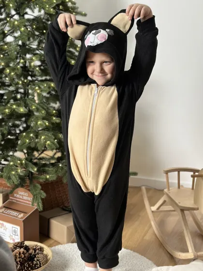 фото, Кігурумі дитяча костюм піжама Ведмедик фліс чорний (розміри 110-128) 116