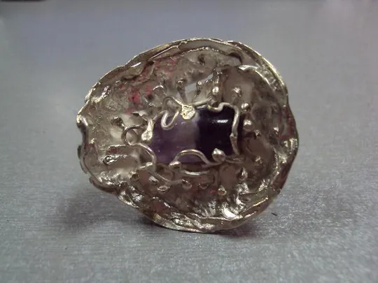 Кольцо аметист цветок цветочек авторская работа серебро 925 проба Украина 18,18 г 17-17,5 р №11914 Ціна