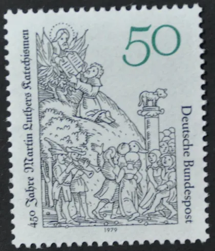 фото, ФРГ Катехизис Мартина Лютера. Старинная гравюра 1979