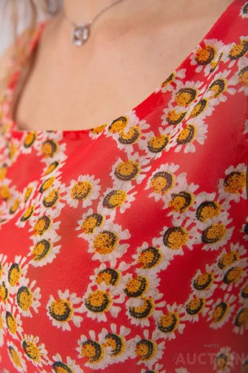 Летнее платье, кораллового цвета в цветочный принт, 167R304-10 Де купити