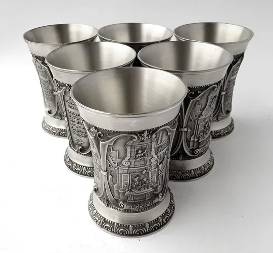 Олов&#039;яні келихи К. Шпіцвег 6 штук 250 мл WMF Germany Yz11 З аукціону