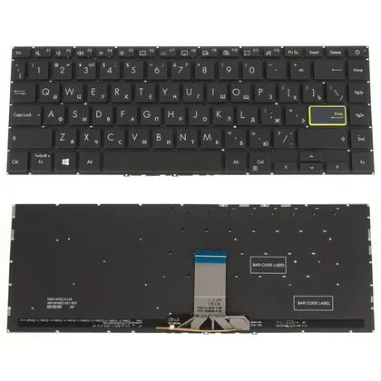 фото, Клавіатура для ноутбука ASUS (X421 series) rus, black, без фрейма, підсвічування клавіш