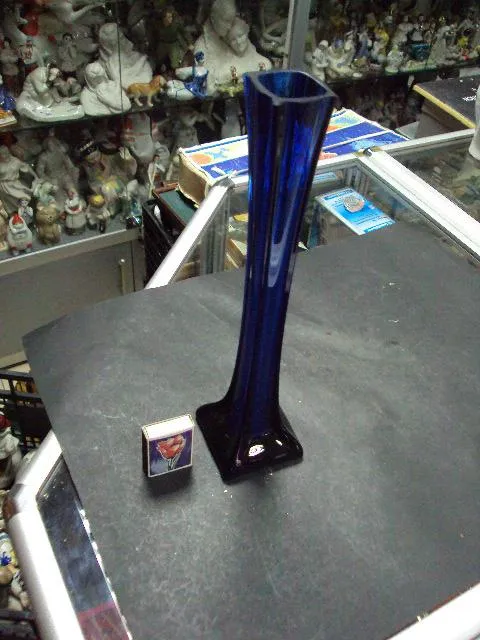 Купити ваза синяя стекло высота 30 см (№ 1494)