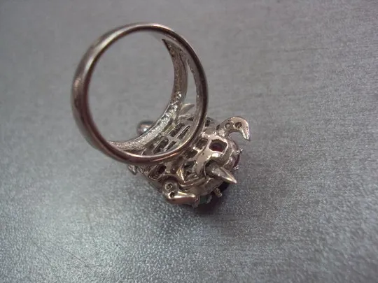 кольцо черепаха черепашка с камнями рубин, сапфир, изумруд серебро 925 проба 13,99г размер 17,5 №151 Інтернет-аукціон