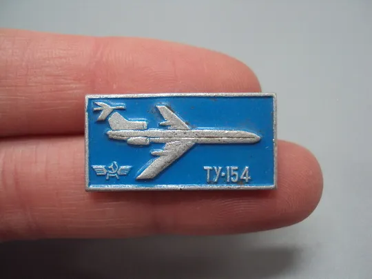 Знак аэрофлот авиация самолет Ту-154 голубой фон №17228 Продаж