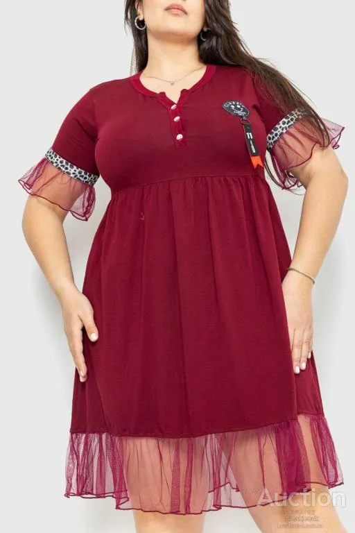 Купити Платье свободного кроя, цвет бордовый, 231R6444