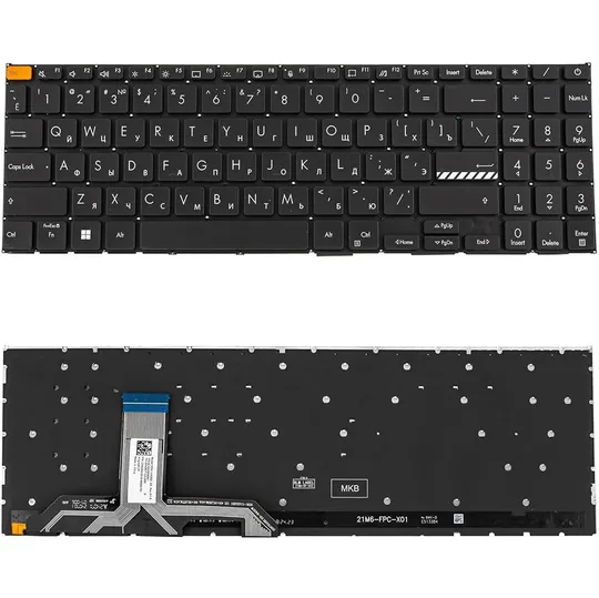 Клавіатура для ноутбука ASUS (X1502 series) rus, black, без фрейму, підсвічування клавіш (Red esc) (ОРИГИНАЛ) Ціна