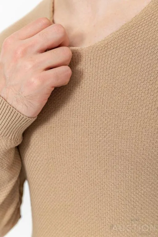 Свитер мужской однотонный, цвет бежевый, 214R2003 Де купити