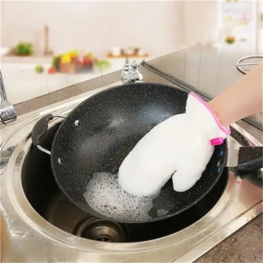 Кухонные перчатки из бамбукового волокна для мытья посуды, уборки в доме 13*23 см 2 шт Де купити