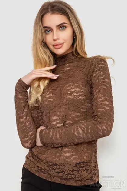 фото, Гольф женский нарядный, цвет коричневый, 186R306