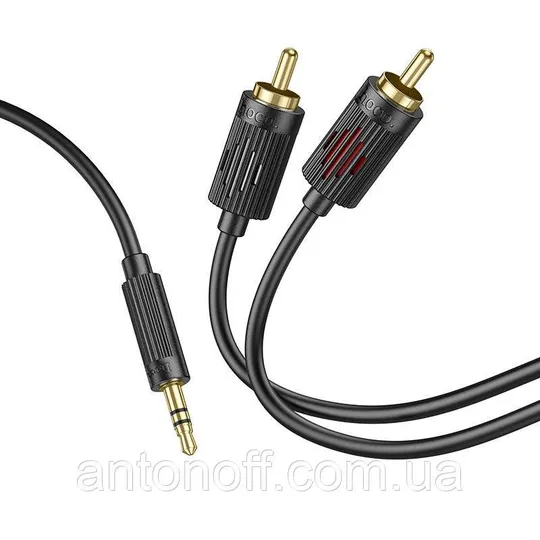 Аудіо кабель Hoco UPA28 AUX 3.5mm to 2RCA 1.5m (miniJack-тюльпан) Чорний Недорого