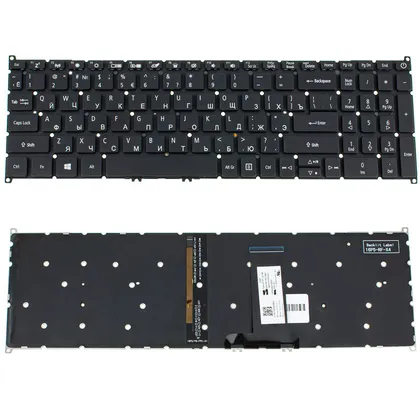 фото, Клавіатура для ноутбука ACER (AS: A317-51, A317-32) rus, black, без кадру, підсвічування клавіш (оригінал)