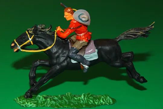 Купити КОВБОЙ ТРАПЕР З КАРАБІНОМ НА КОНІ № 6990 траппер ELASTOLIN 70мм ФРГ